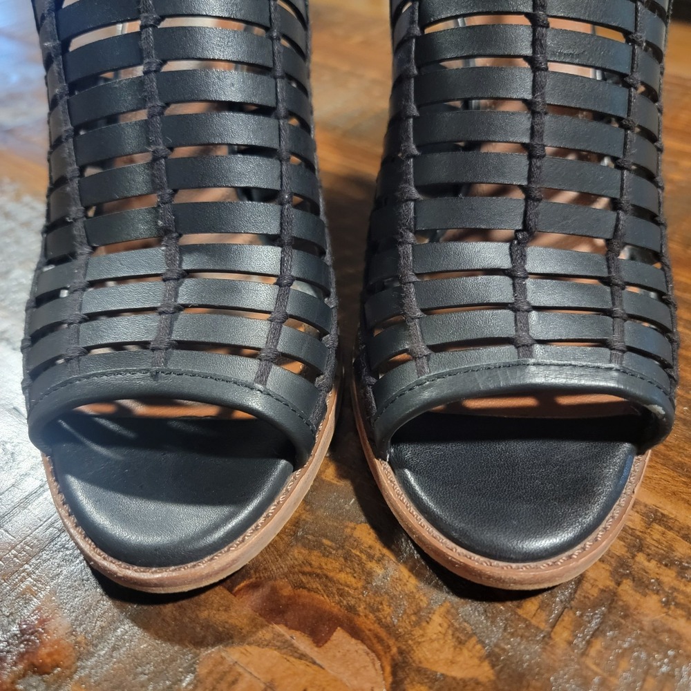 GIANNI BINI Black Sandals Gladiator Wedges Heels Size 10 Discontinued Rare GB 3" - Picture 4 of 10